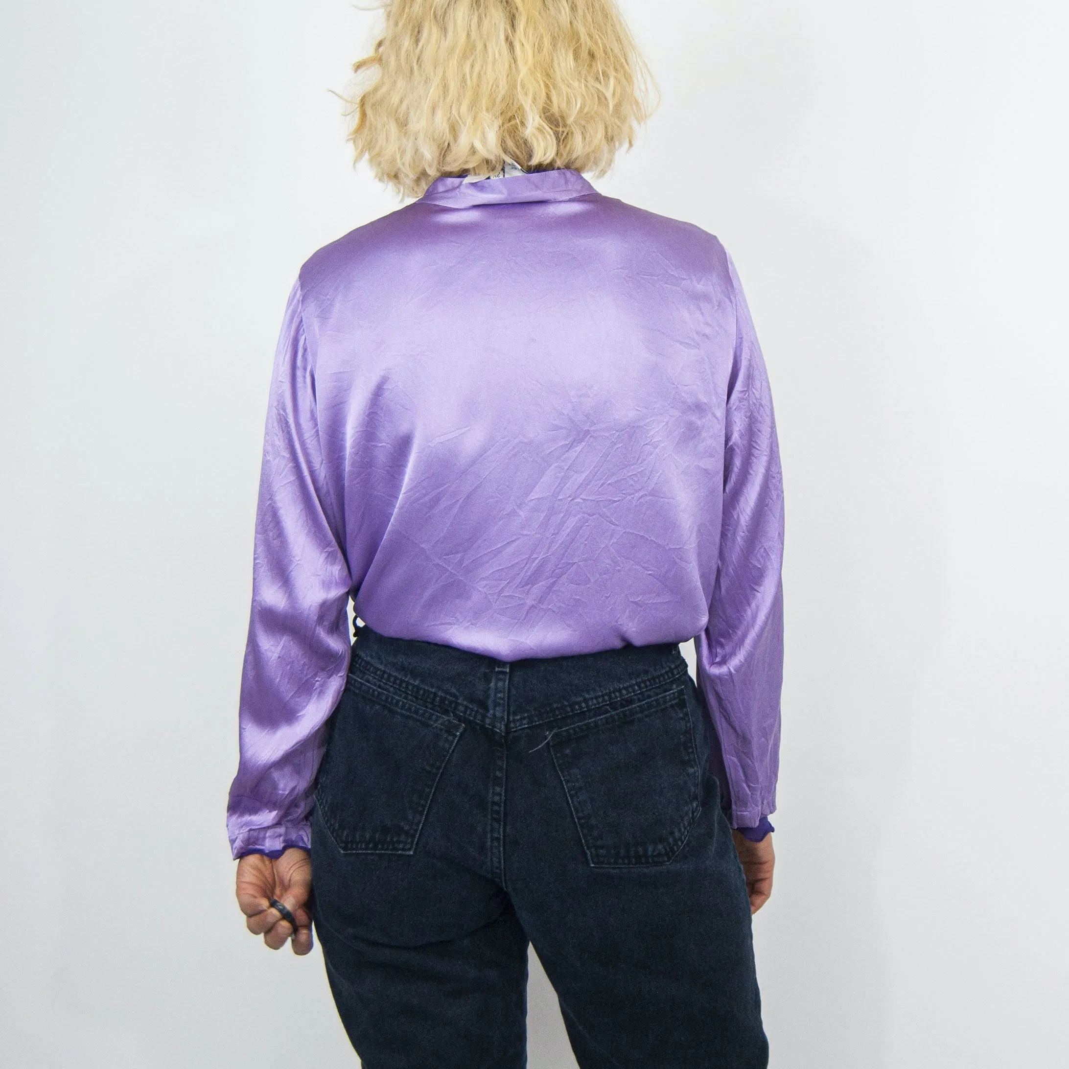 00's Silk Lilac Long Sleeve Shirt by Bloomingdales