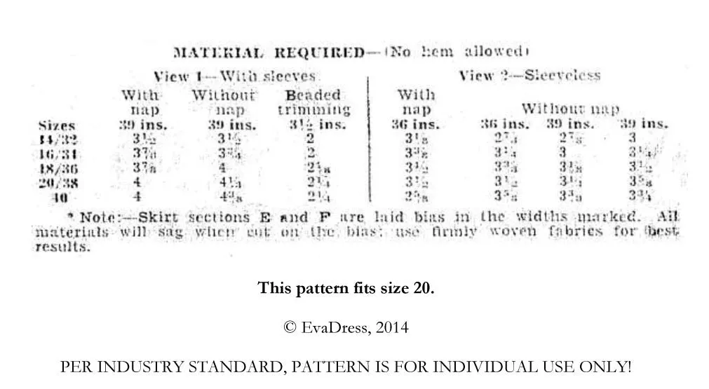 1934 Evening Gown or Long Sun Dress E30-3949