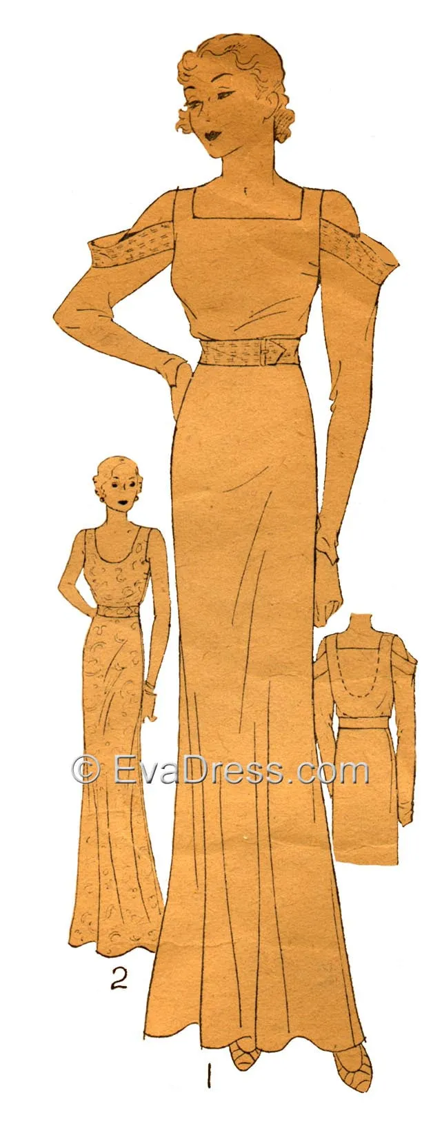 1934 Evening Gown or Long Sun Dress E30-3949