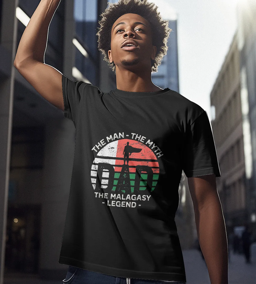 1sttheworld T-Shirt - Dad The Man The Myth The Malagasy Legend Vitange T-Shirt Black A35