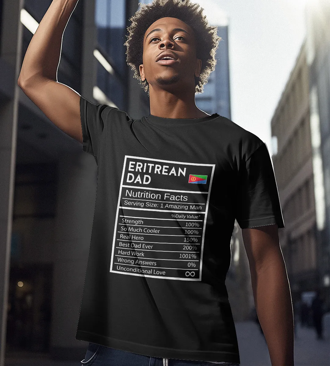 1sttheworld T-Shirt - Eritrean Dad Nutrition Facts National Pride T-Shirt Black A35