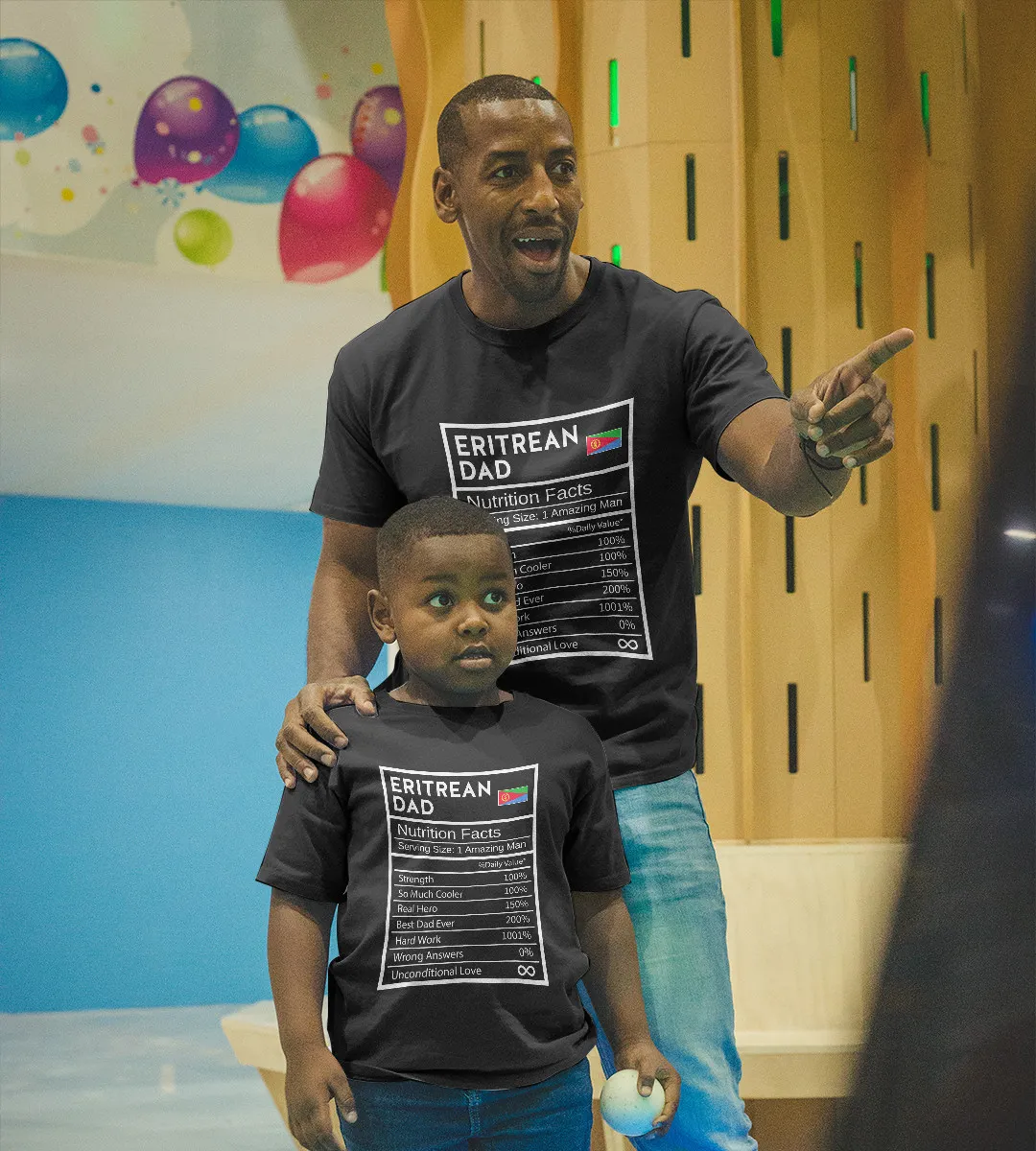 1sttheworld T-Shirt - Eritrean Dad Nutrition Facts National Pride T-Shirt Black A35