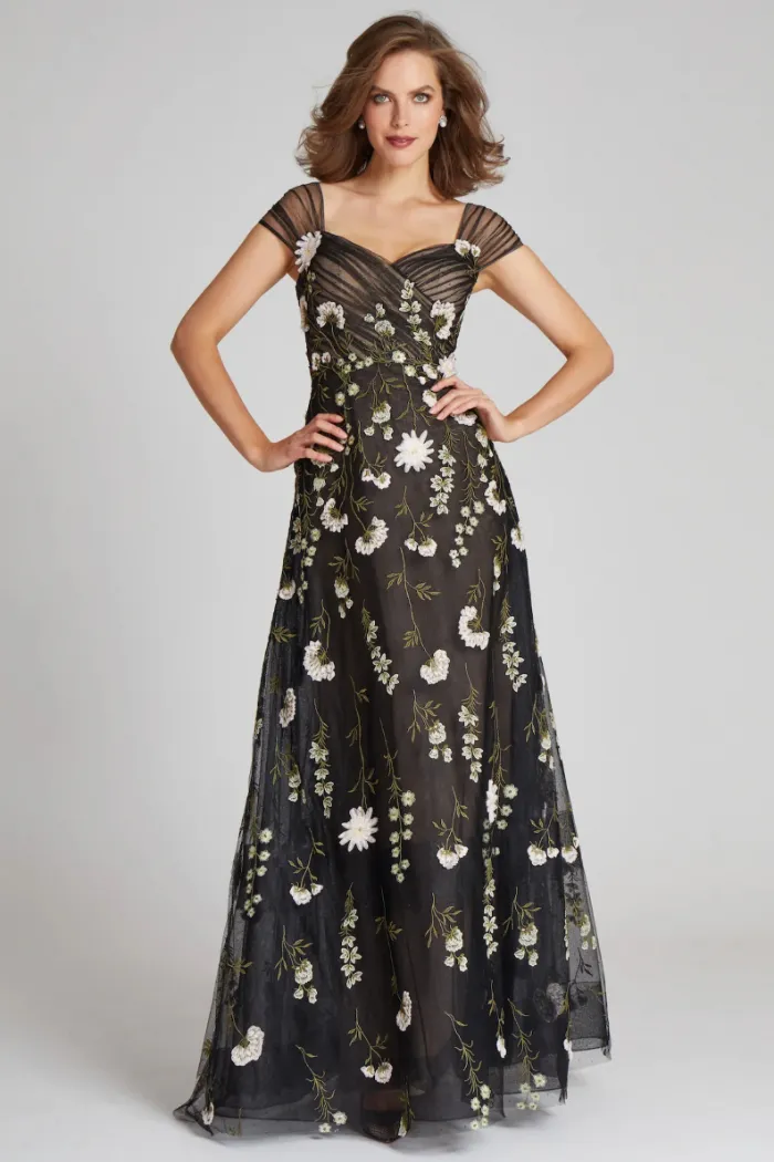3D Embroidered Tulle Gown
