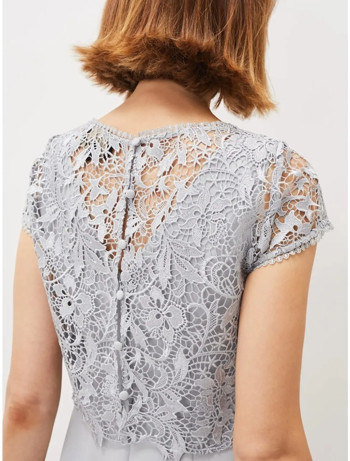 A-Line Mother of the Bride Dress Wedding Guest Elegant Petite Jewel Neck Knee Length Chiffon 3/4 Length Sleeve with Lace Ruching Solid Color