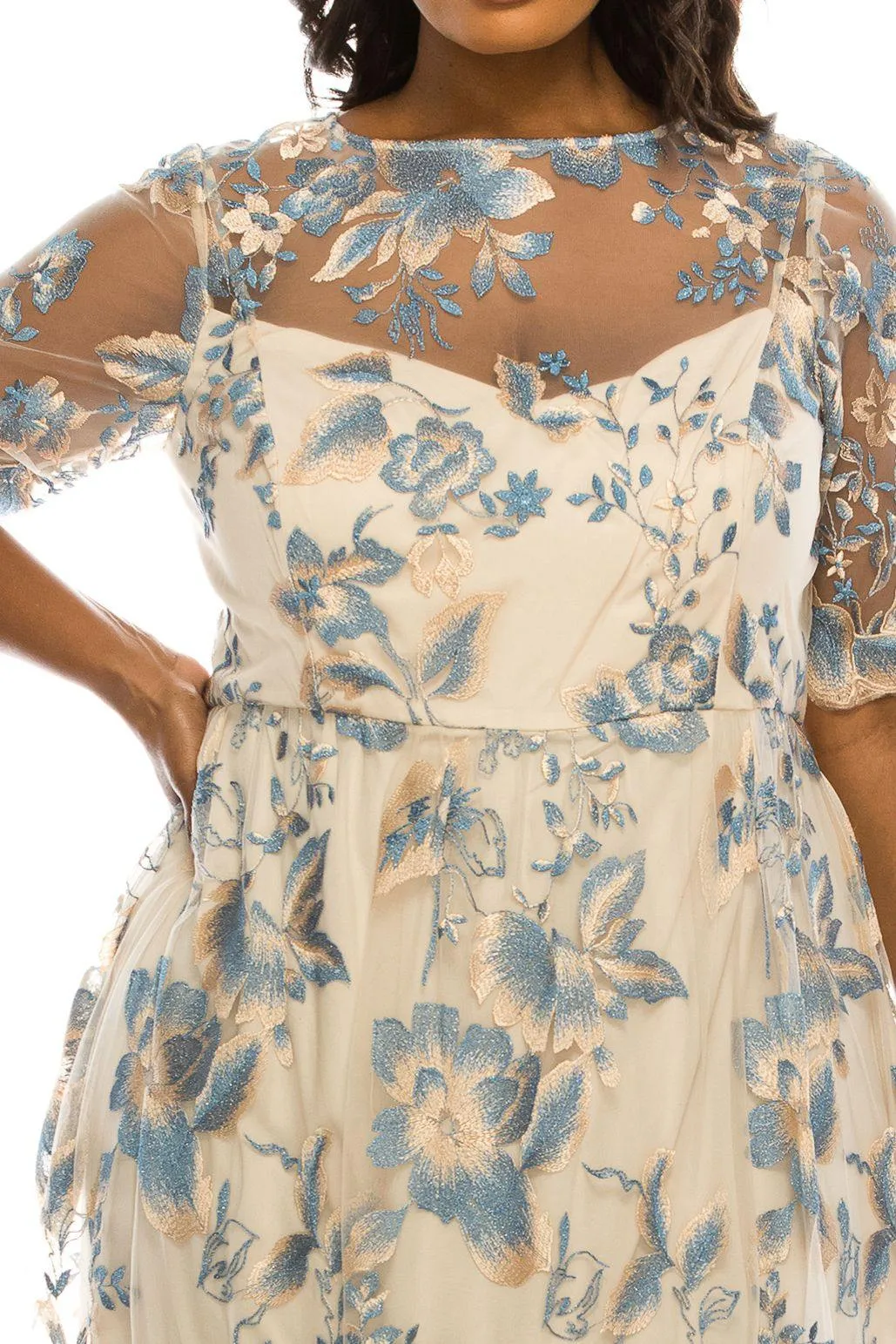 Adrianna Papell AP1E200779W Long Floral Evening Gown