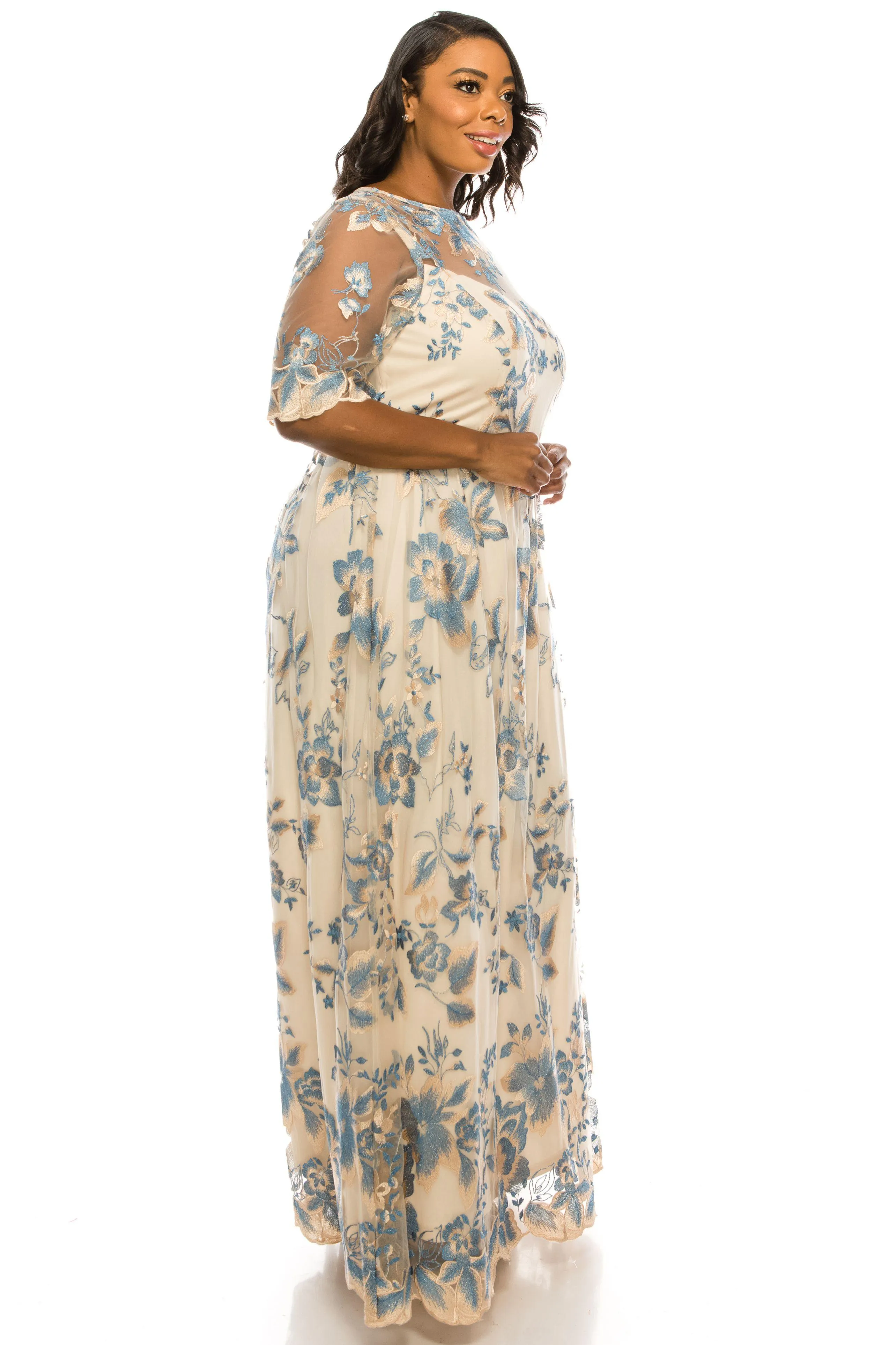 Adrianna Papell AP1E200779W Long Floral Evening Gown