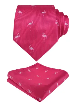 Adult Regular Size Flamingo Patterned Necktie-073