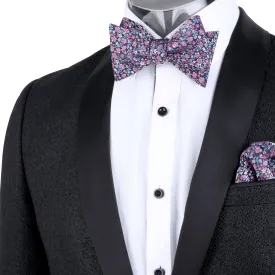 Adult Self-tied Bow Ties and Hankies with Small Print of Floral-045