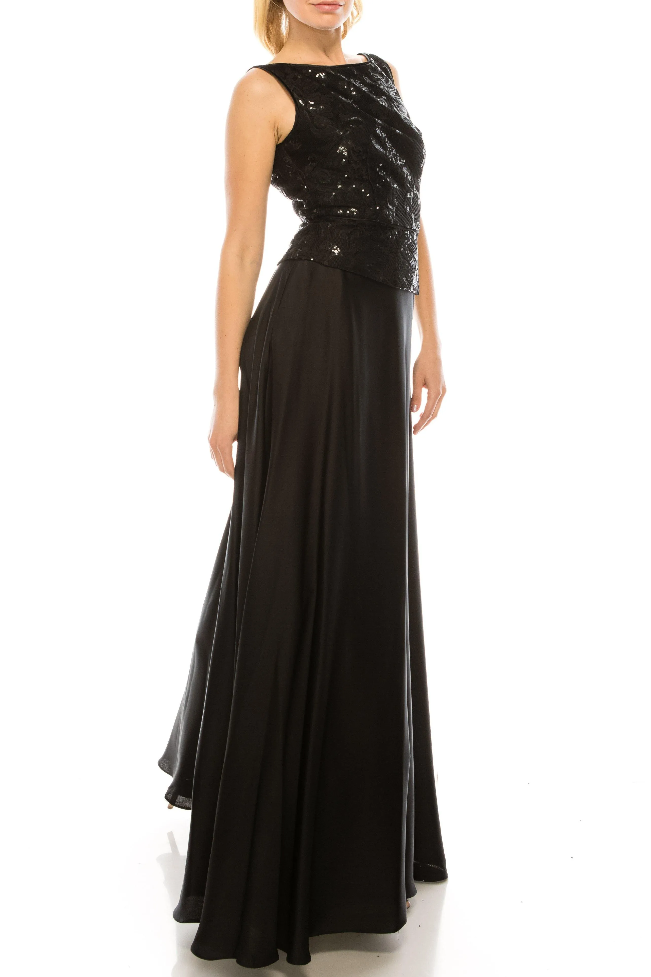 Aidan Mattox Long Formal Sleeveless Peplum Dress