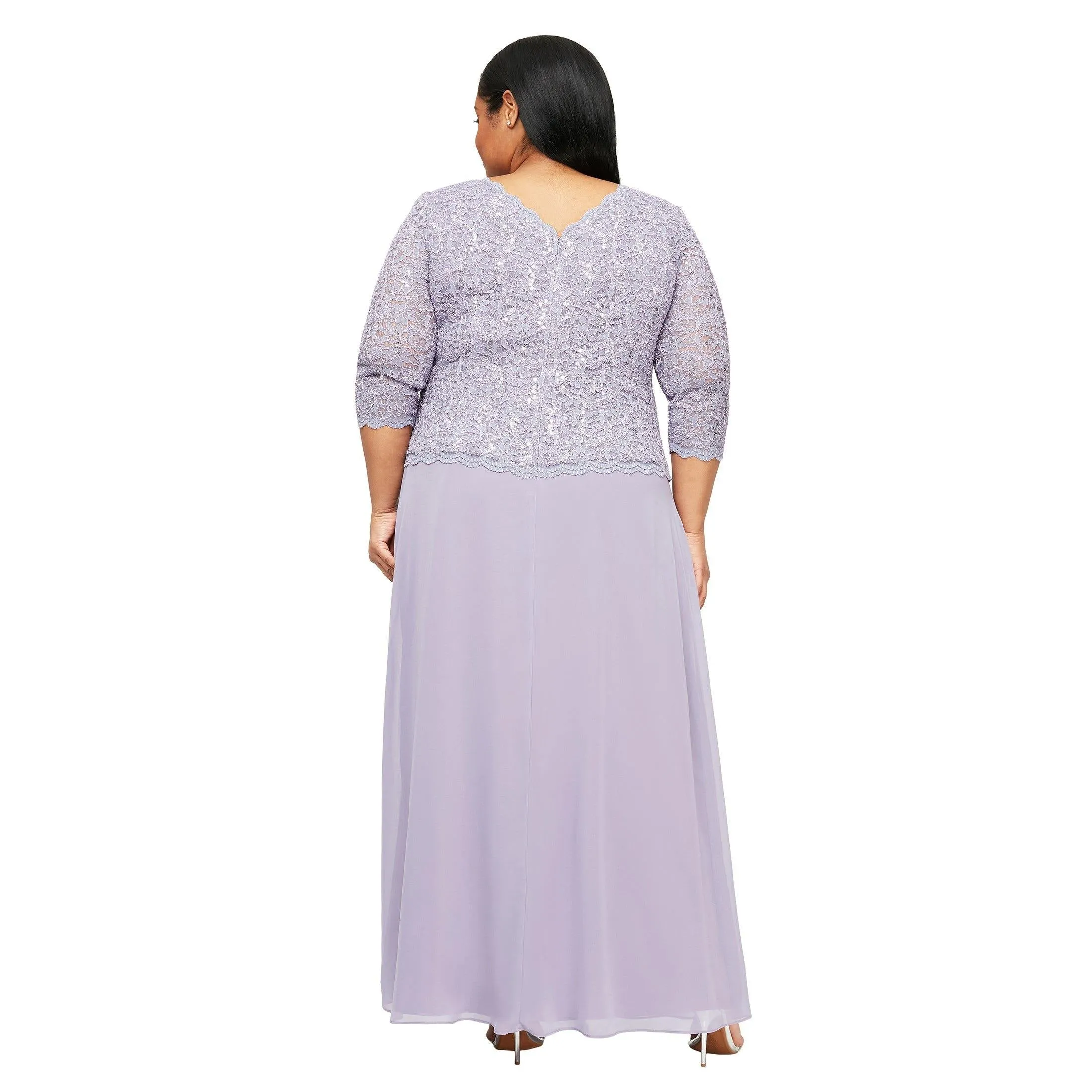 Alex Evenings AE412318 Long Plus Size Chiffon Dress