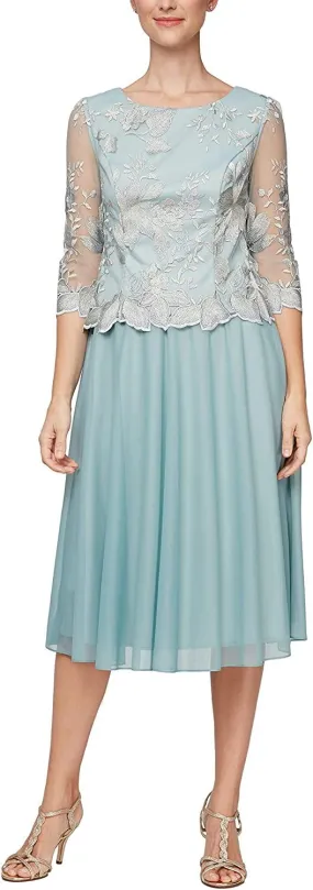 Alex Evenings AE81122420 Tea Length Formal Dress Sale