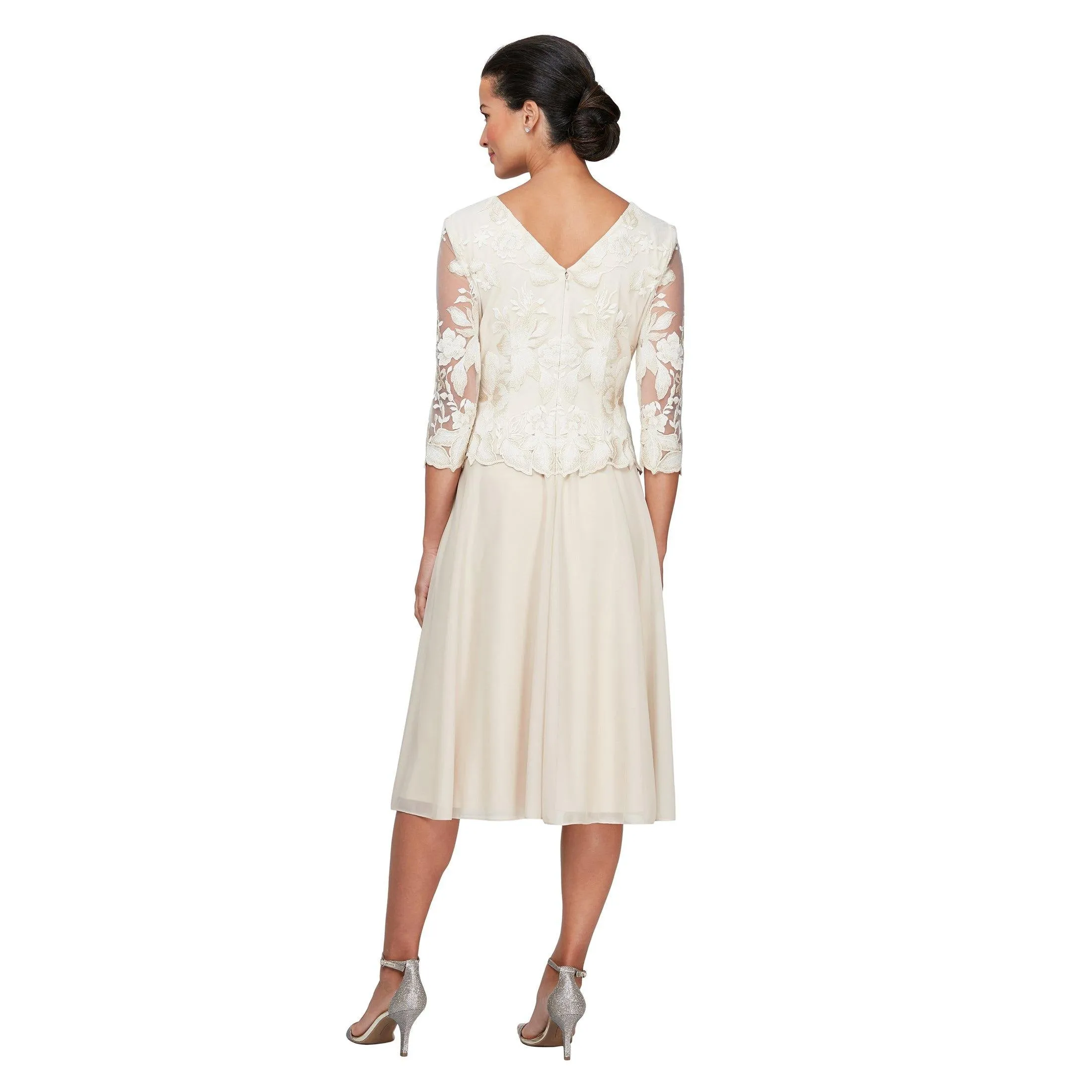 Alex Evenings AE81122420 Tea Length Formal Dress