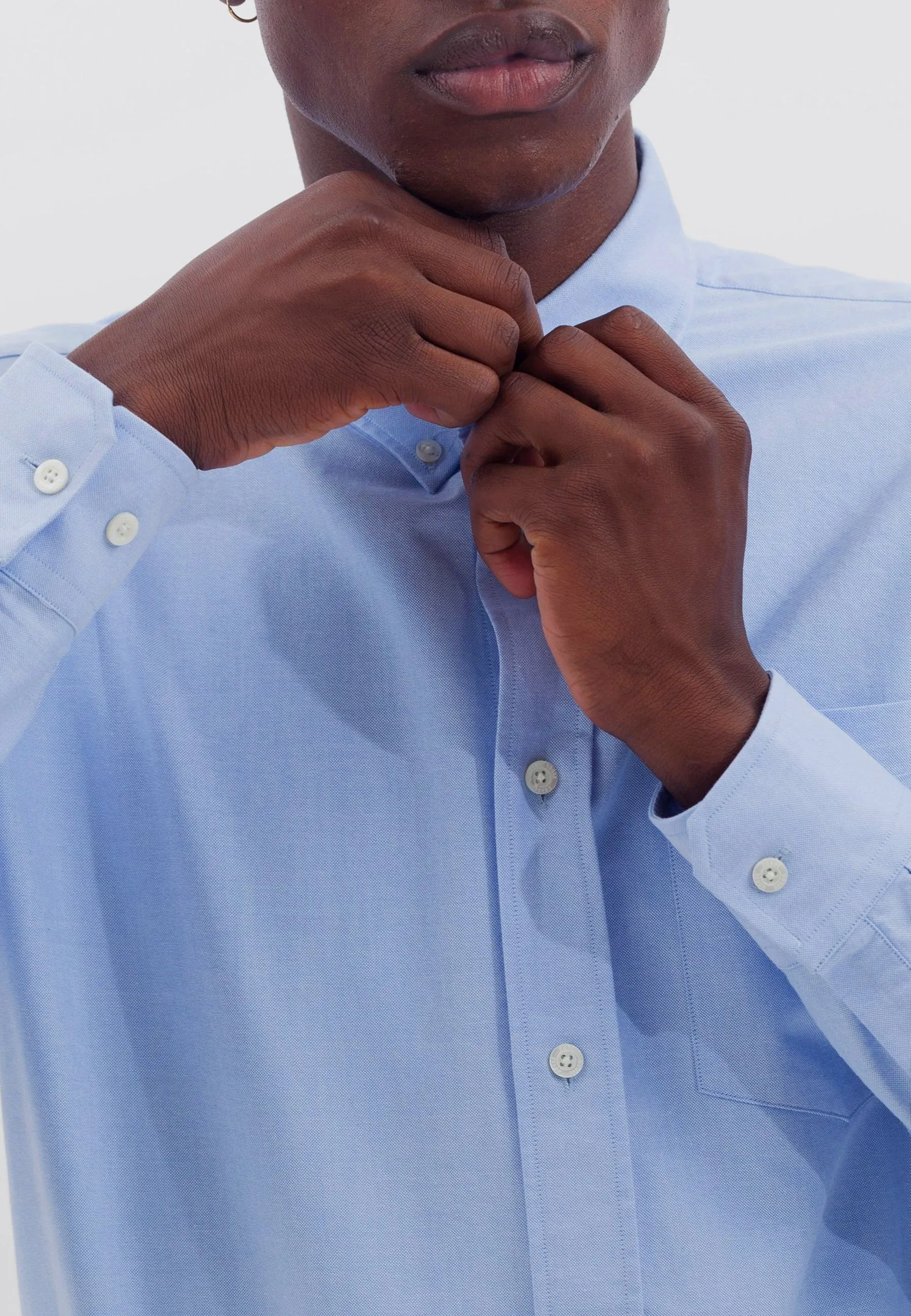 Algot Oxford Monogram Shirt - Pale Blue