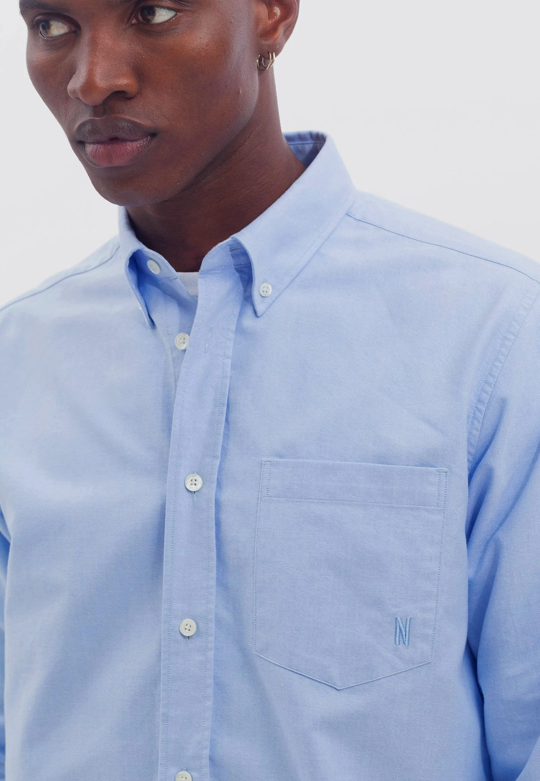 Algot Oxford Monogram Shirt - Pale Blue