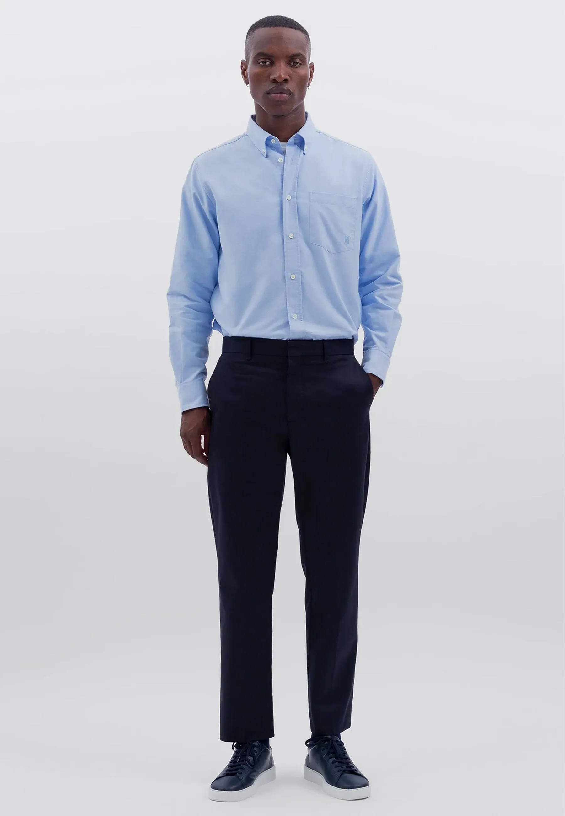 Algot Oxford Monogram Shirt - Pale Blue