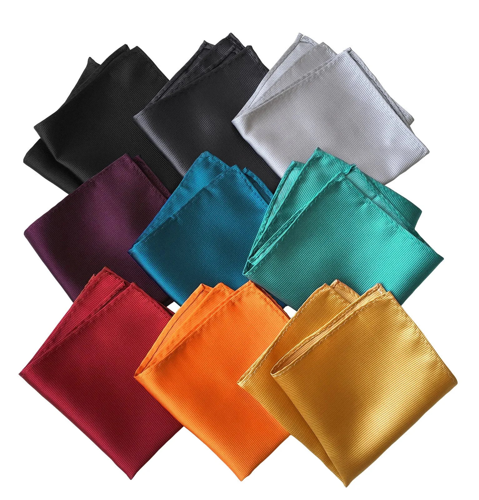Aluminum Grey Pocket Square. Solid Color Fine-Stripe, No Print