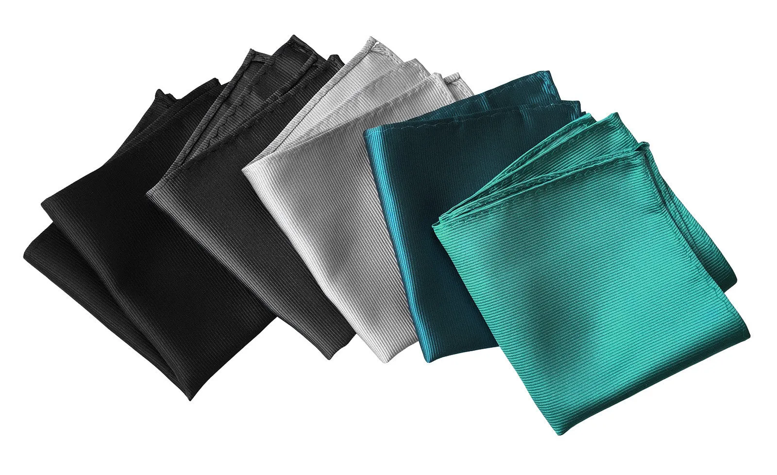 Aluminum Grey Pocket Square. Solid Color Fine-Stripe, No Print