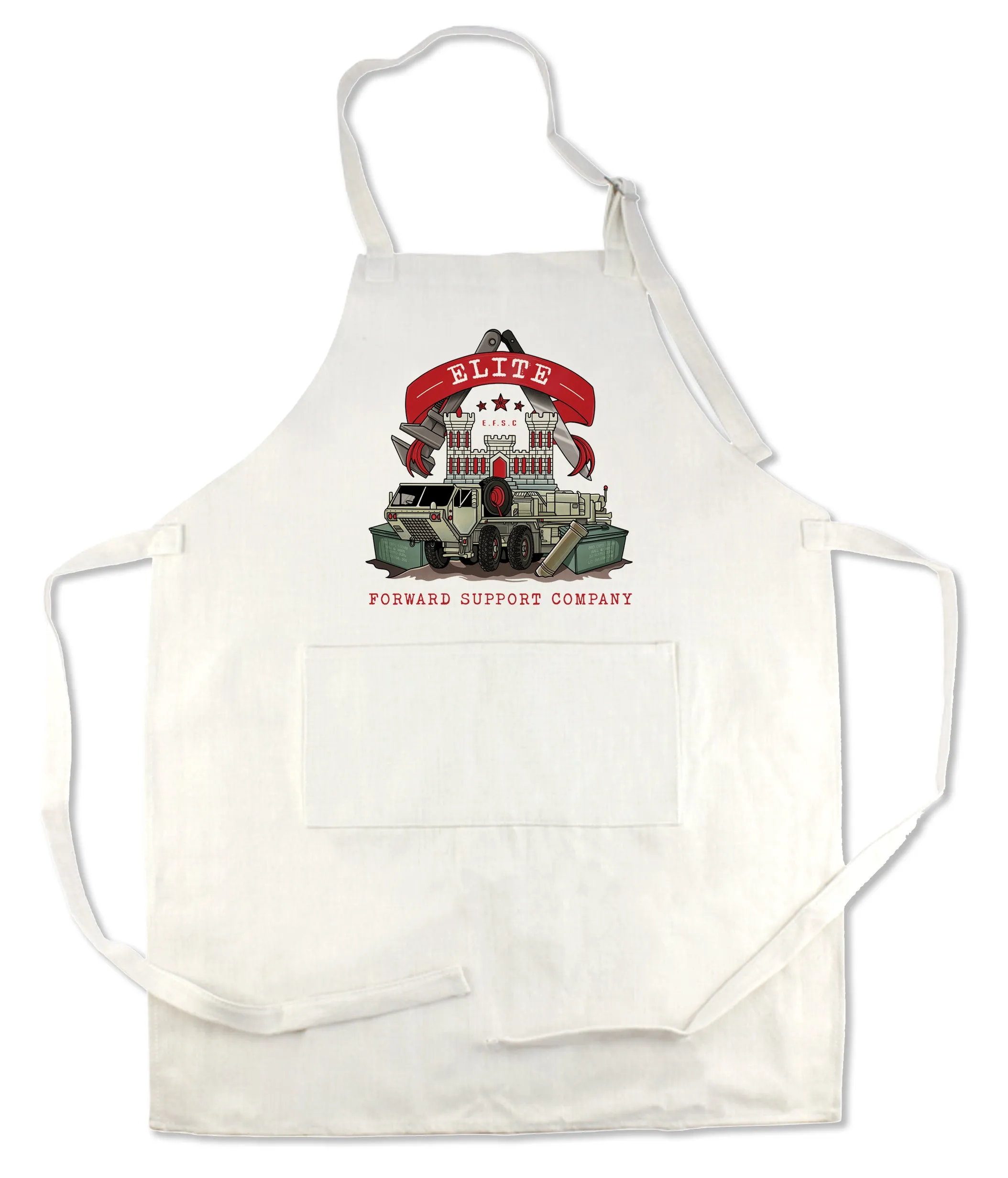 Apron 33" x 25" with large front pocket.
