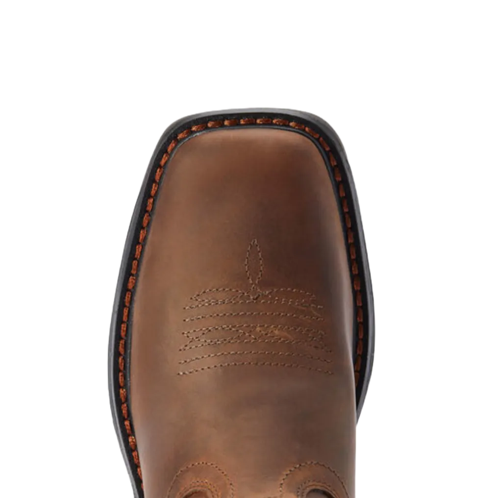 Ariat Kids' 8" Workhog XT Coil Dirt Roads Brown Wide Square Toe Western Boot