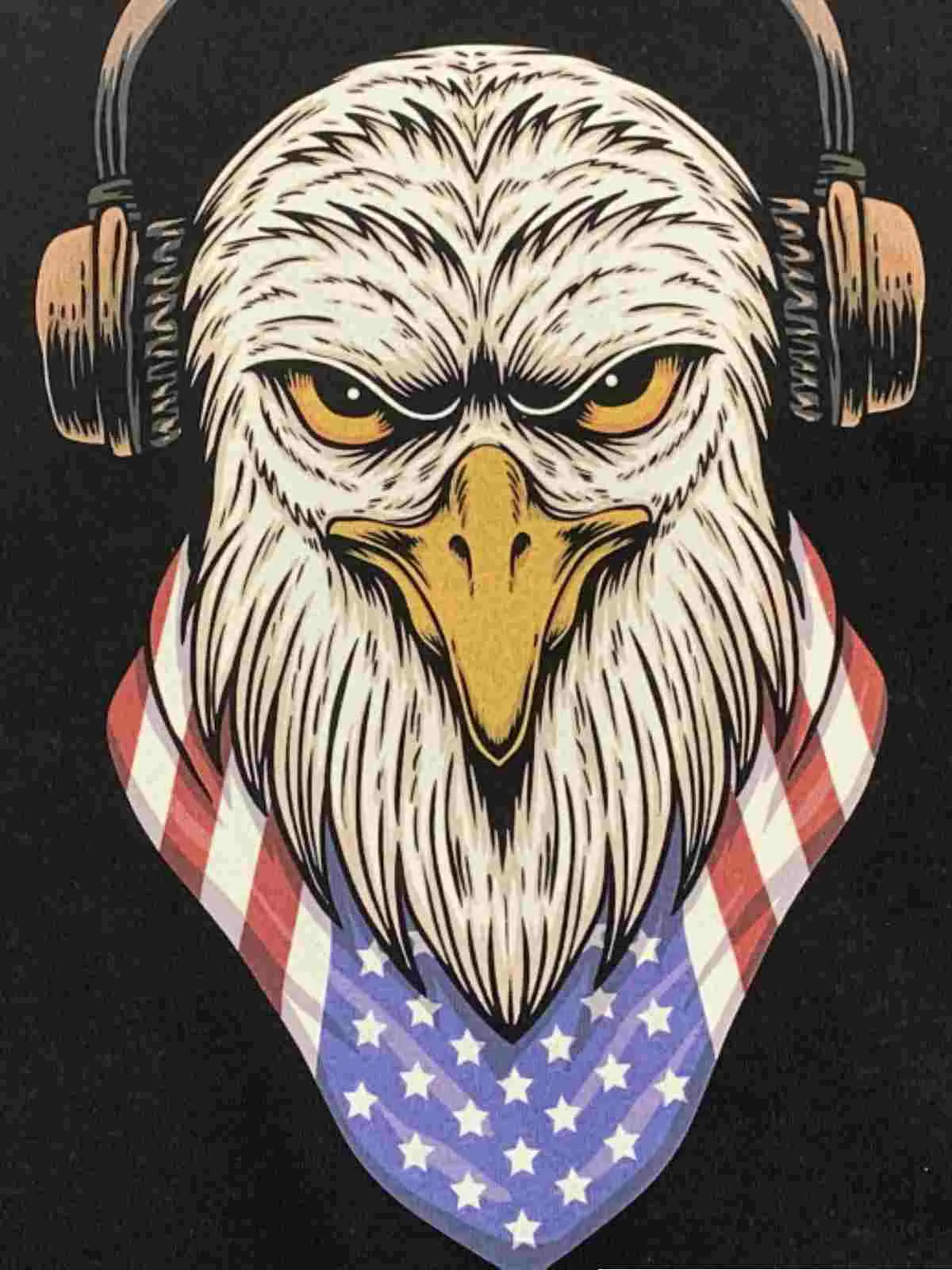Bald Eagle American Flag 4th of July T-Shirt - Black Heather
