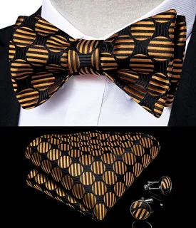 Black and Gold Silk Bowtie Set-BTS476