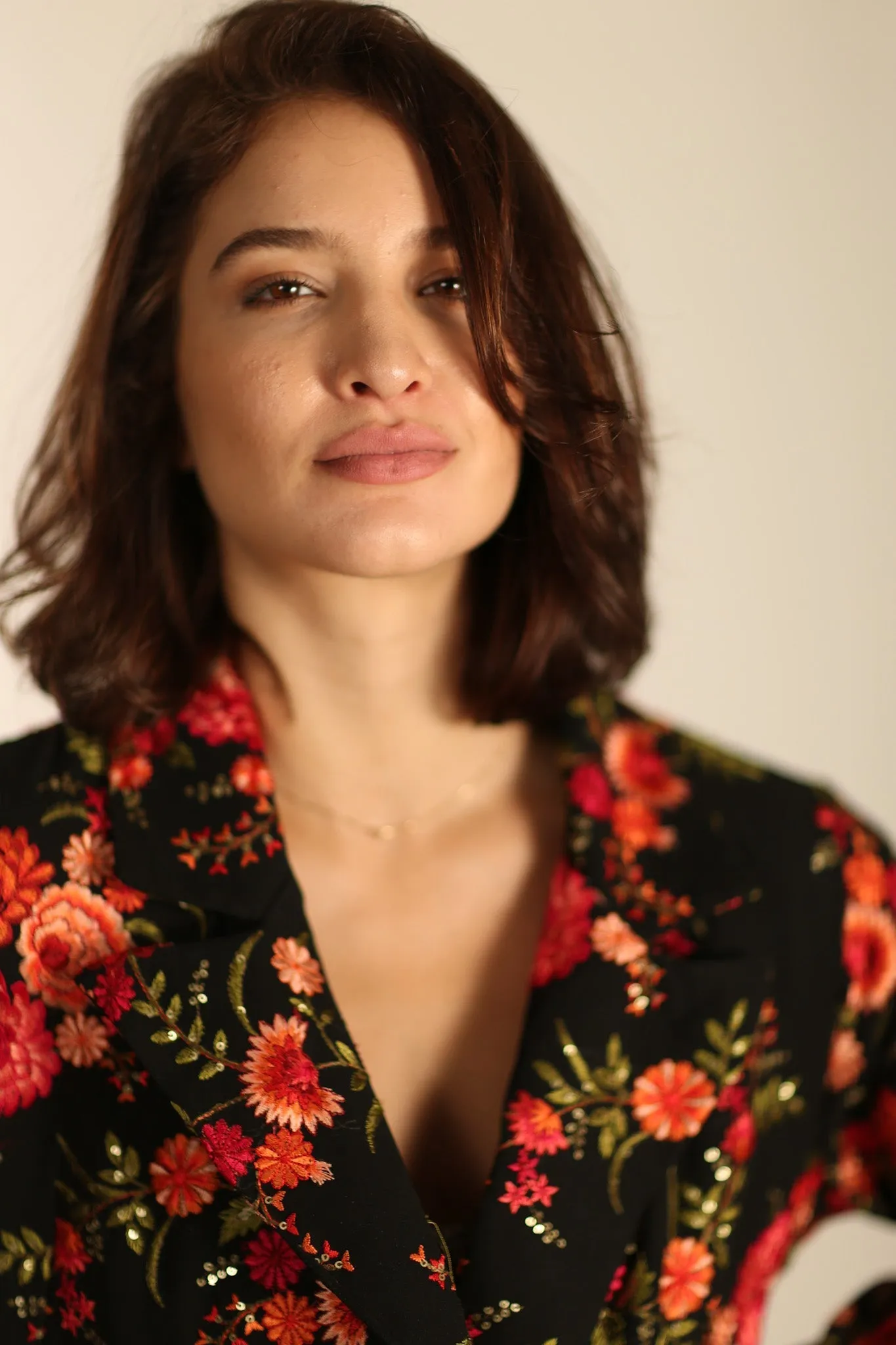 Black Rose Embroidered Novelty Blazer Jacket for Women
