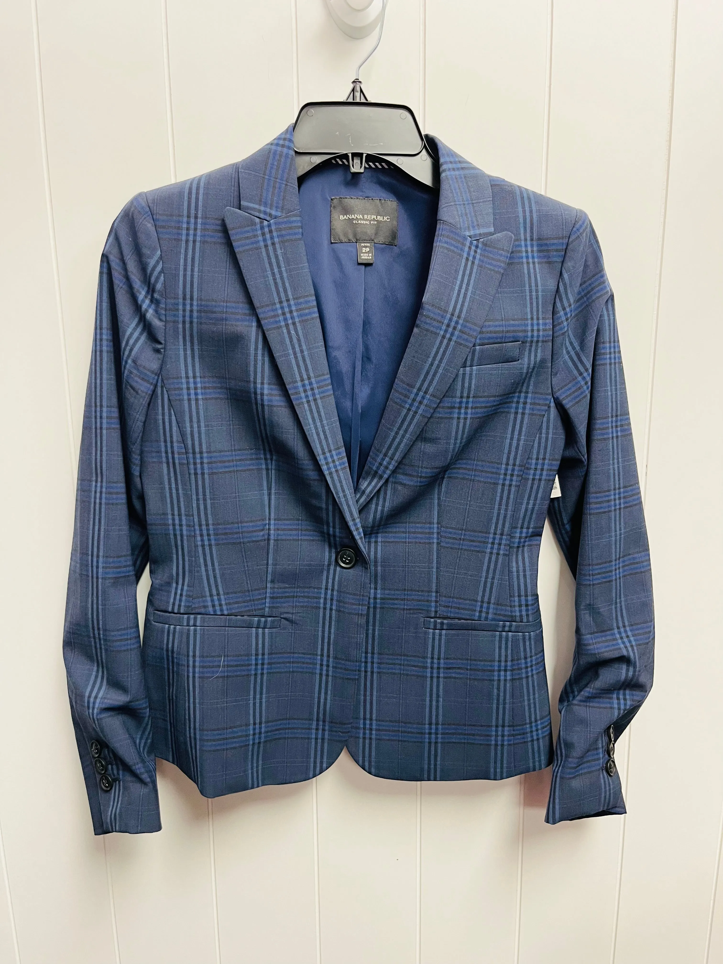 Blazer By Banana Republic In Black & Blue, Size: 2