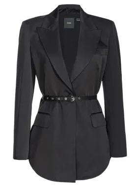 Blazer "Goldeneye" in Satin con Cintura Sottile nero