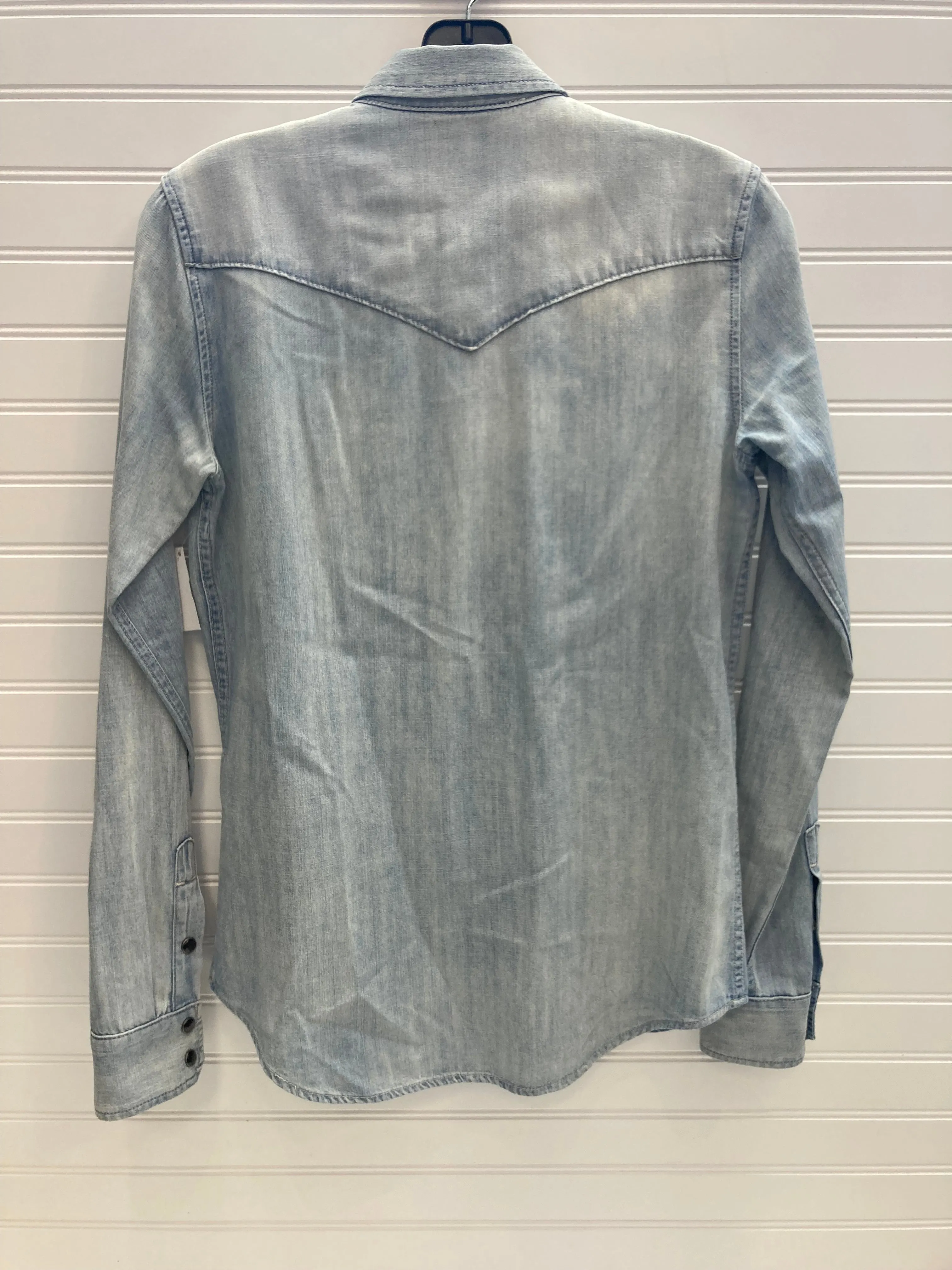Blouse Long Sleeve By Mother In Blue Denim, Size: Xs