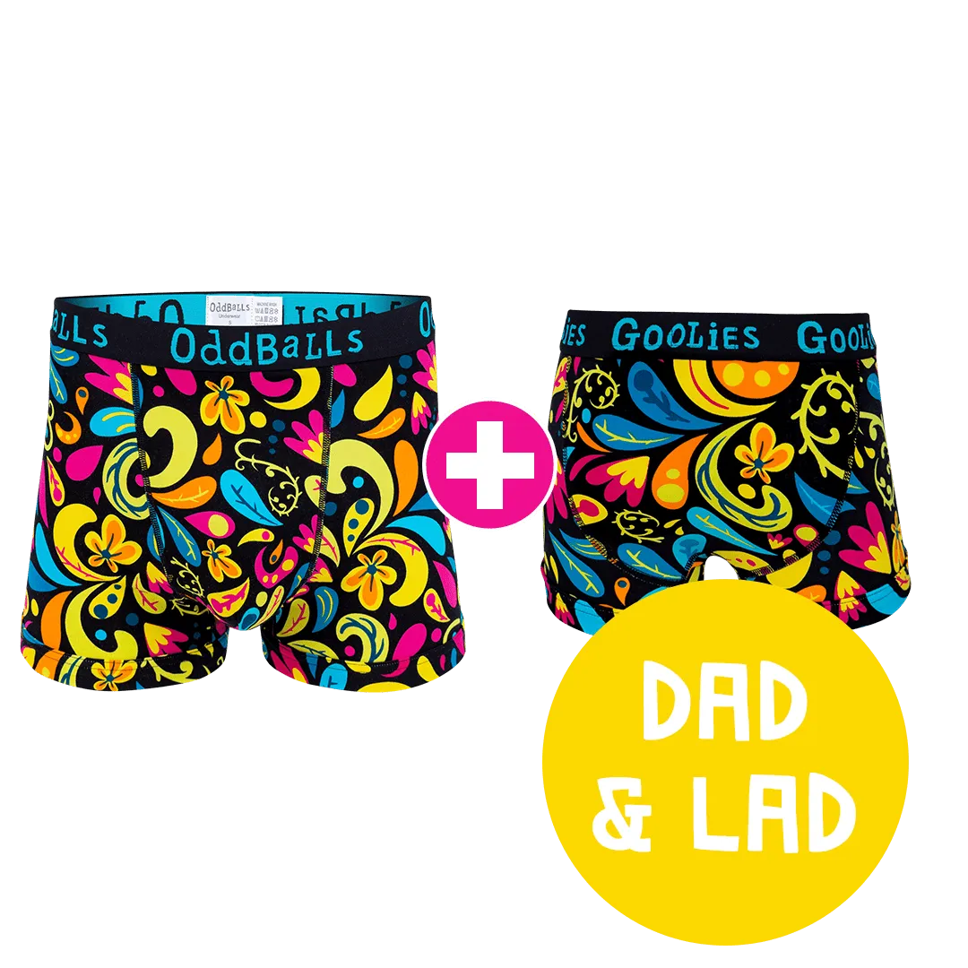 Botanical Dad & Lad Bundle - Mens Boxer Shorts & Kids Boxer Shorts Bundle