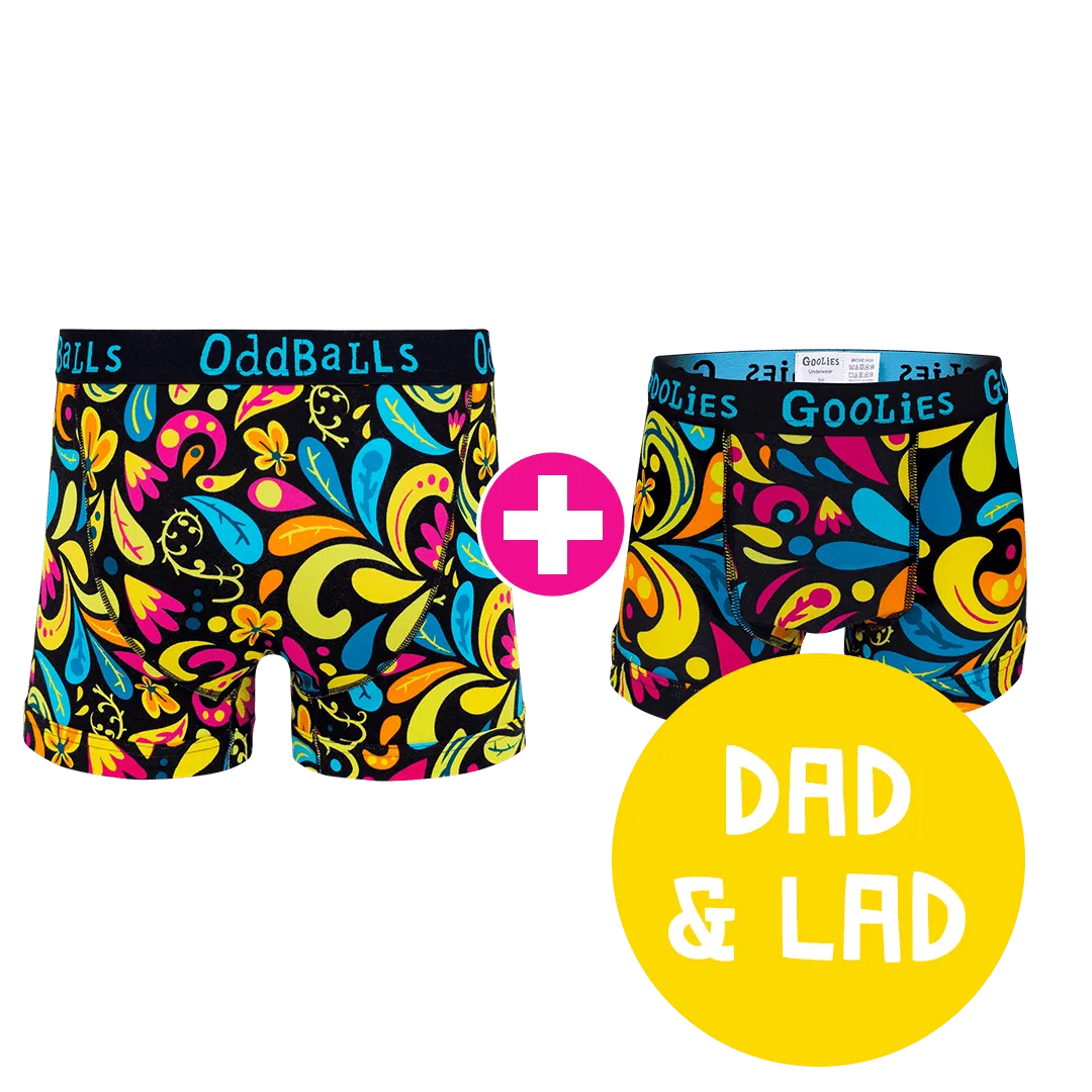 Botanical Dad & Lad Bundle - Mens Boxer Shorts & Kids Boxer Shorts Bundle