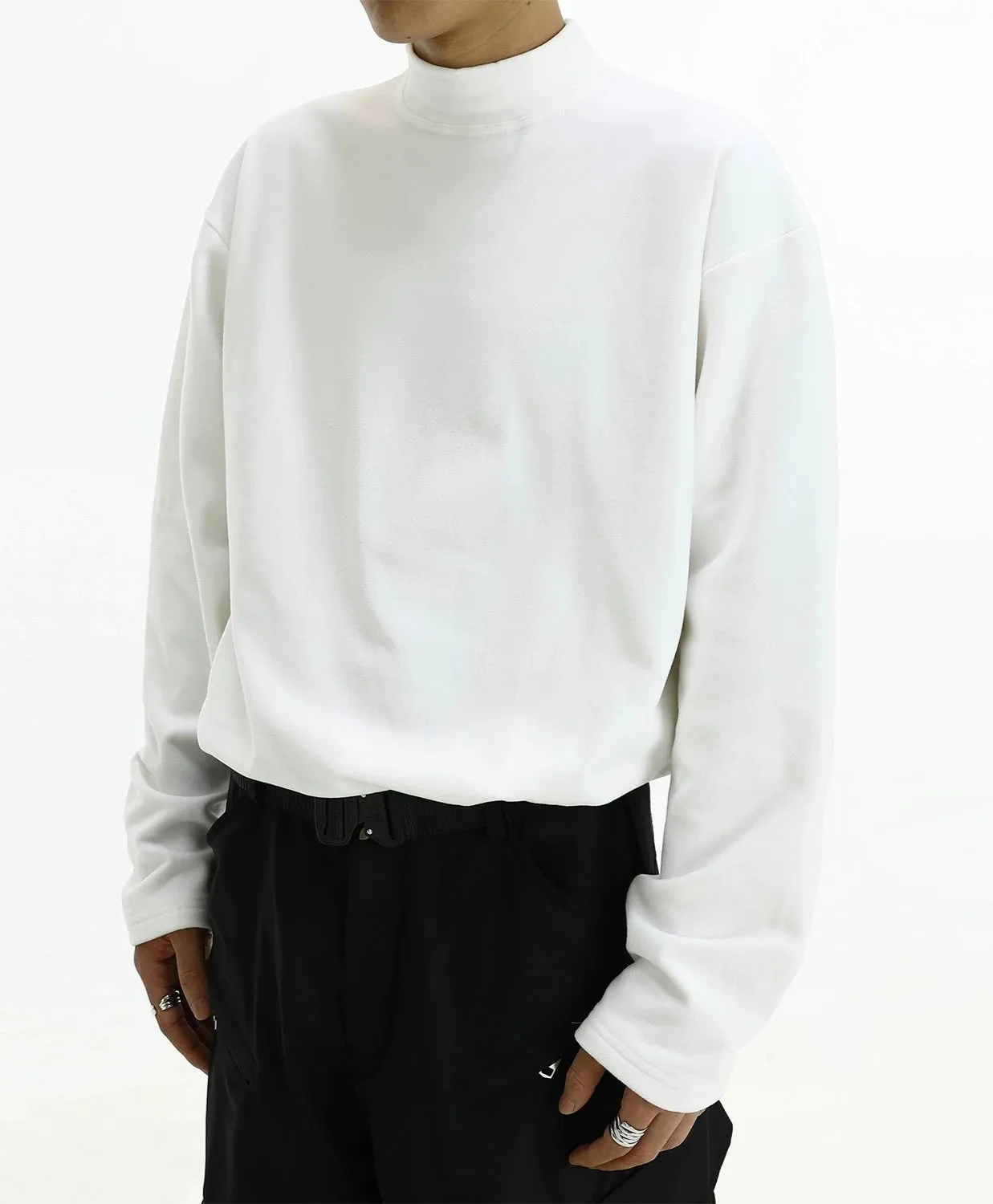 Boxy Mock-Neck Long Sleeve Tee