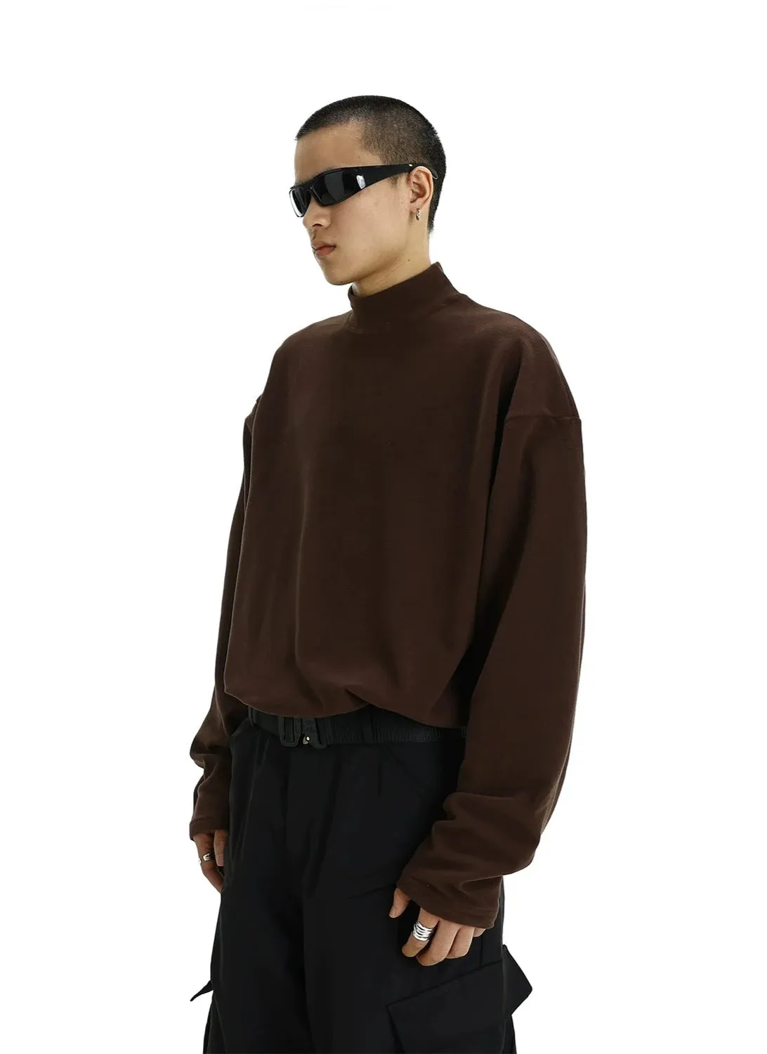 Boxy Mock-Neck Long Sleeve Tee