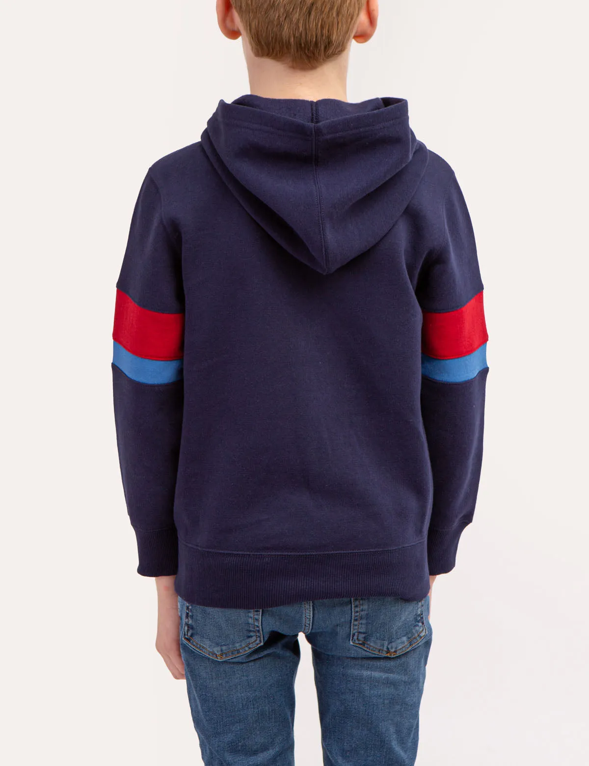 BOYS SLEEVE STRIPE FLEECE HOODIE