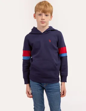 BOYS SLEEVE STRIPE FLEECE HOODIE