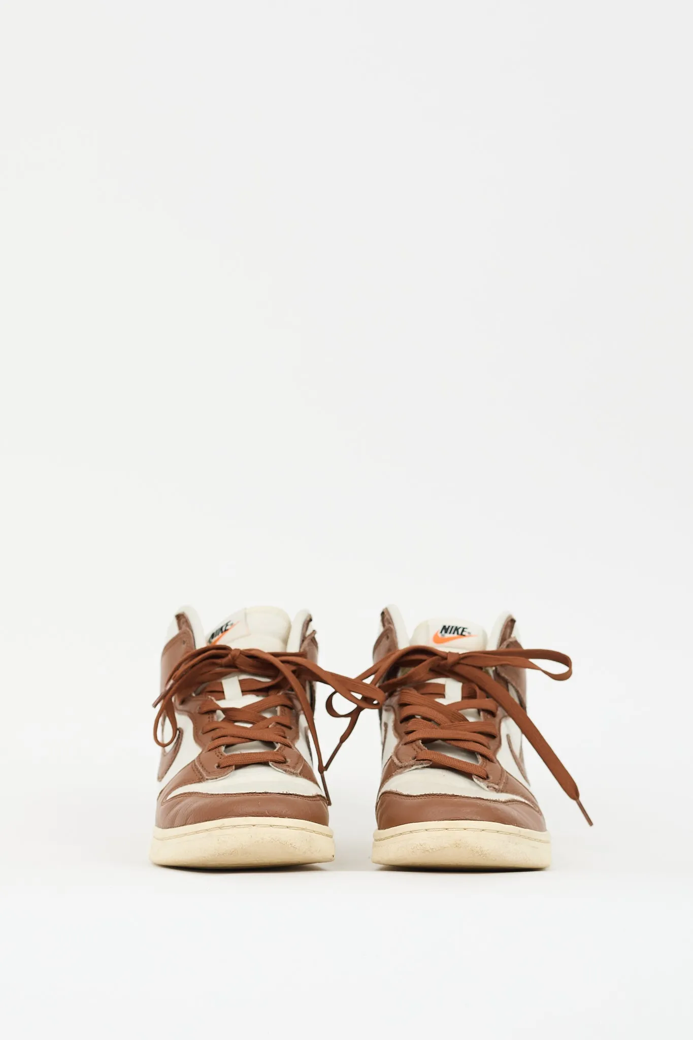 Brown Leather & Cream Canvas Dunk High Sneaker