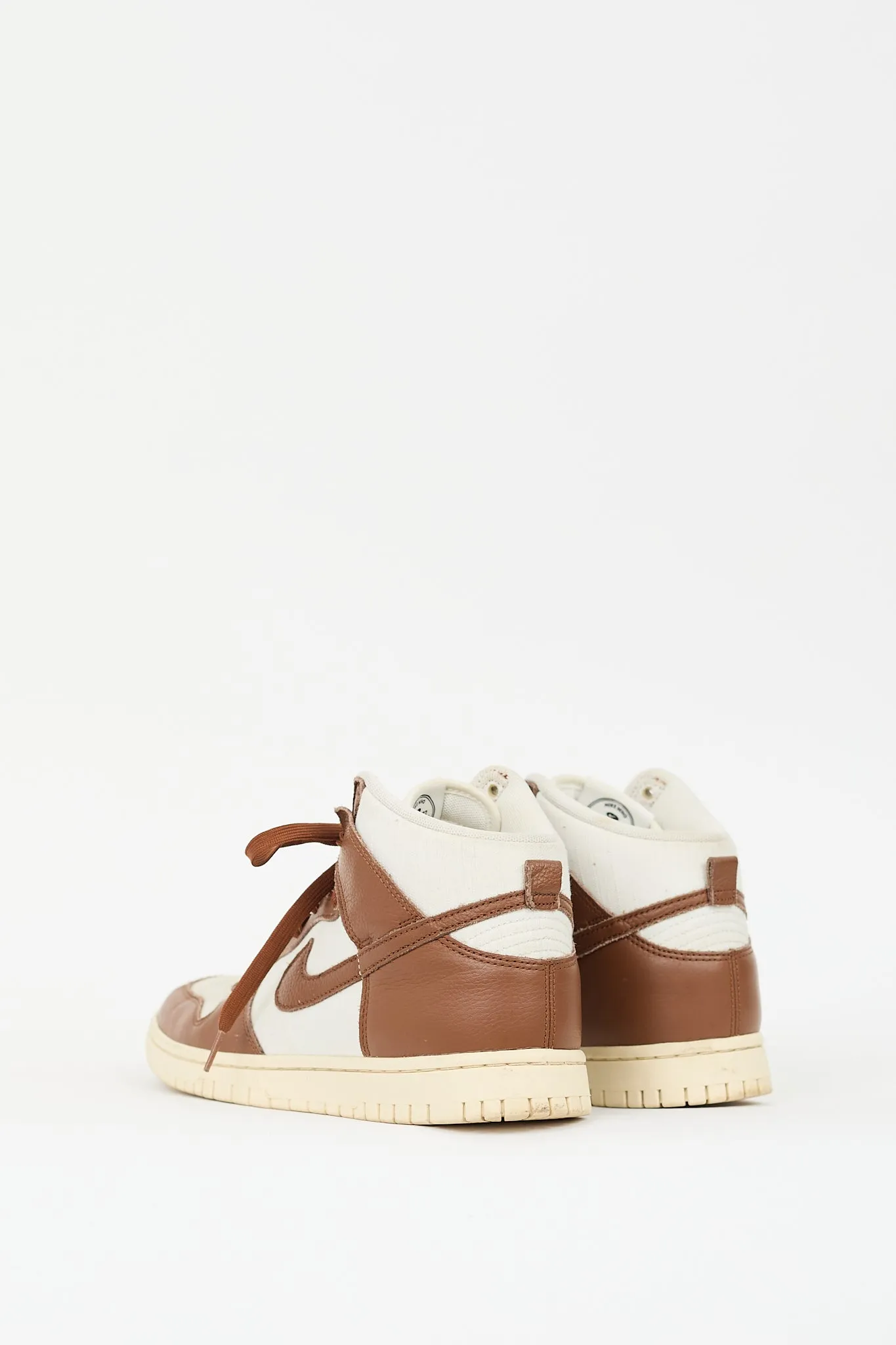 Brown Leather & Cream Canvas Dunk High Sneaker