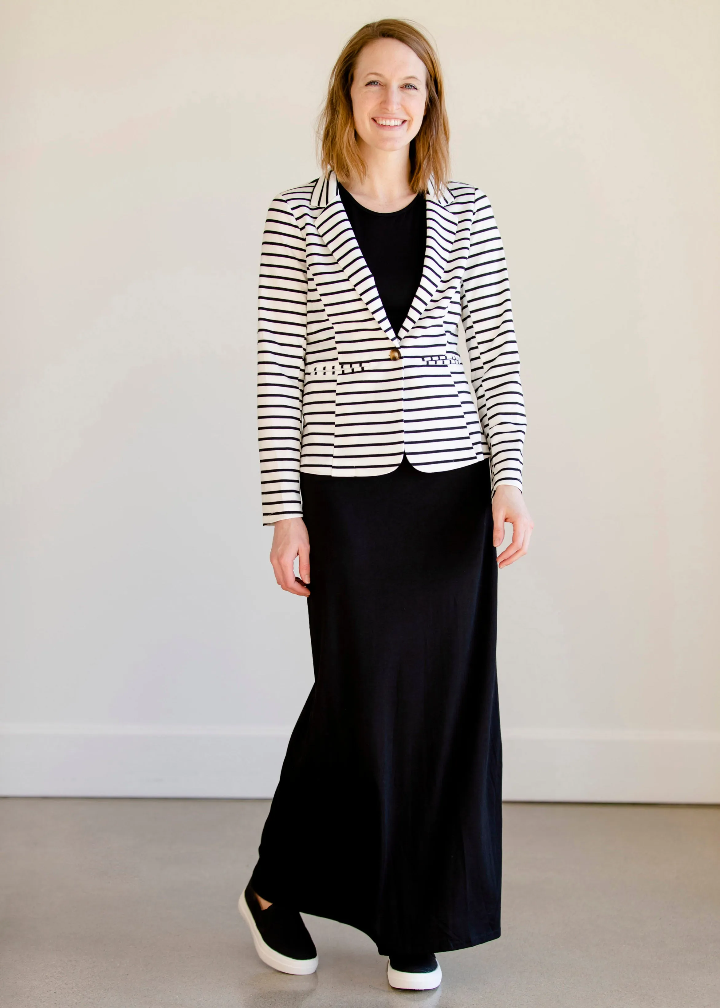 Button Front Black Striped Blazer - FINAL SALE