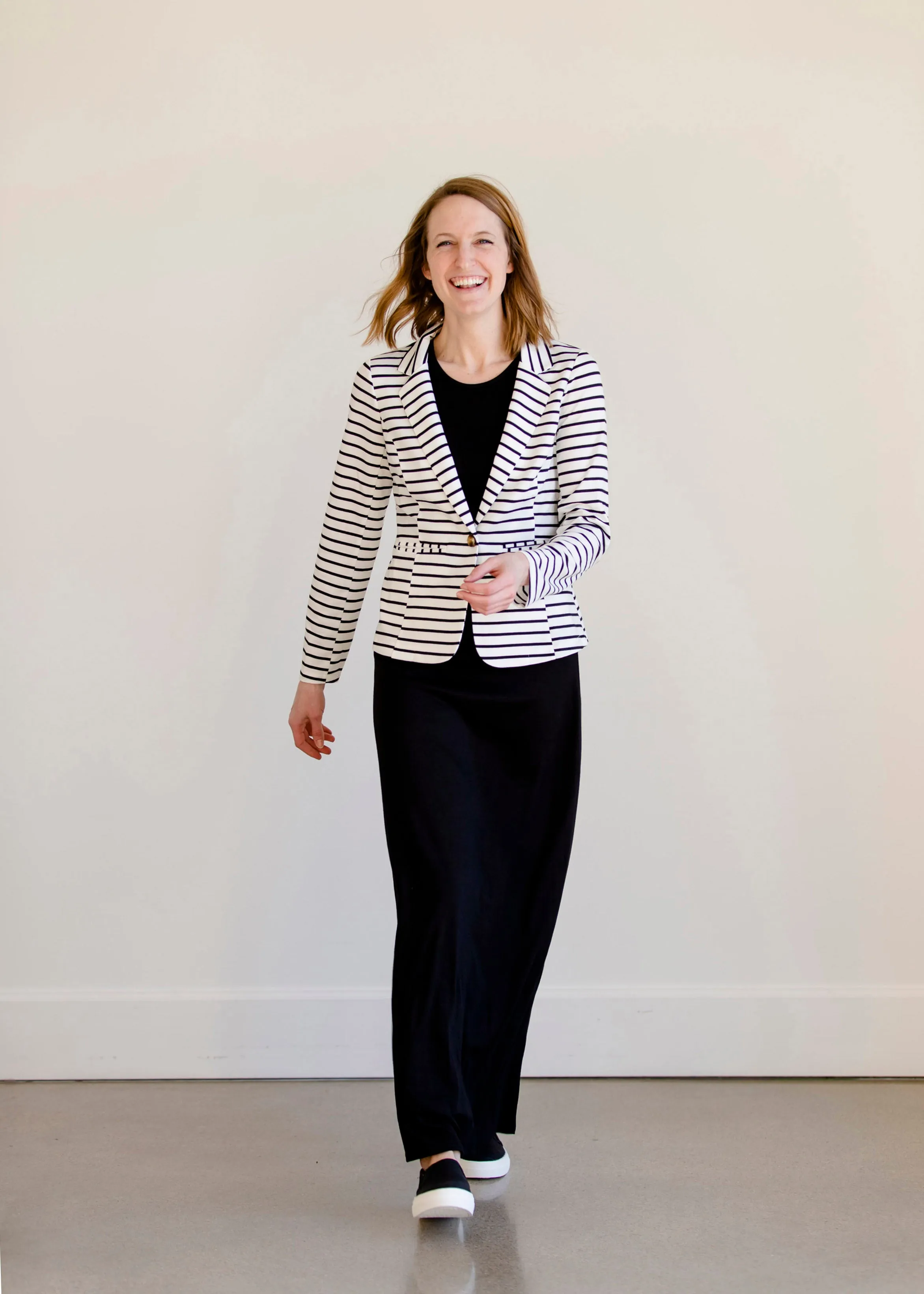 Button Front Black Striped Blazer - FINAL SALE