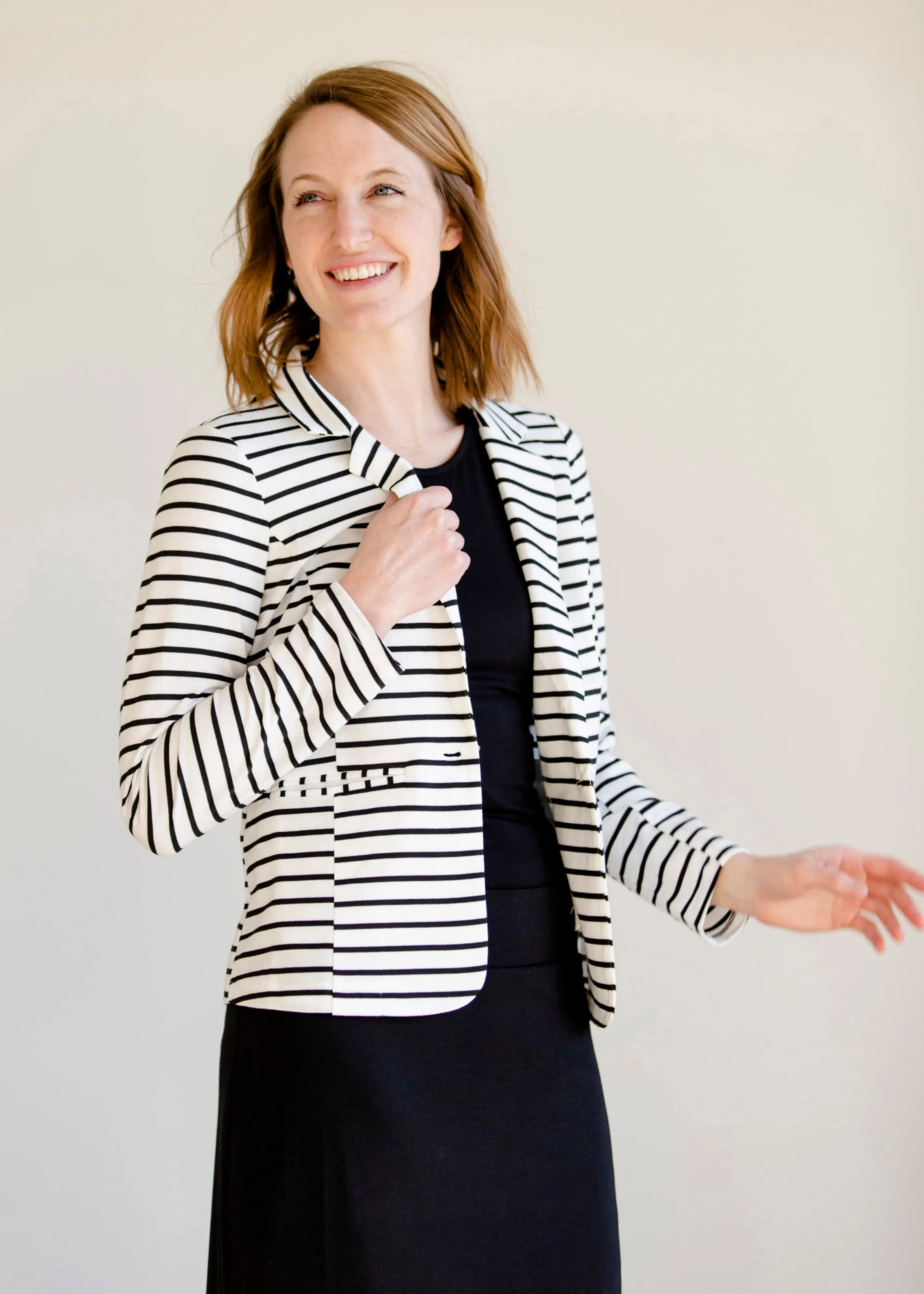 Button Front Black Striped Blazer - FINAL SALE