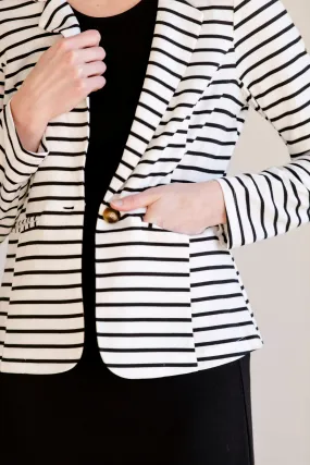 Button Front Black Striped Blazer - FINAL SALE