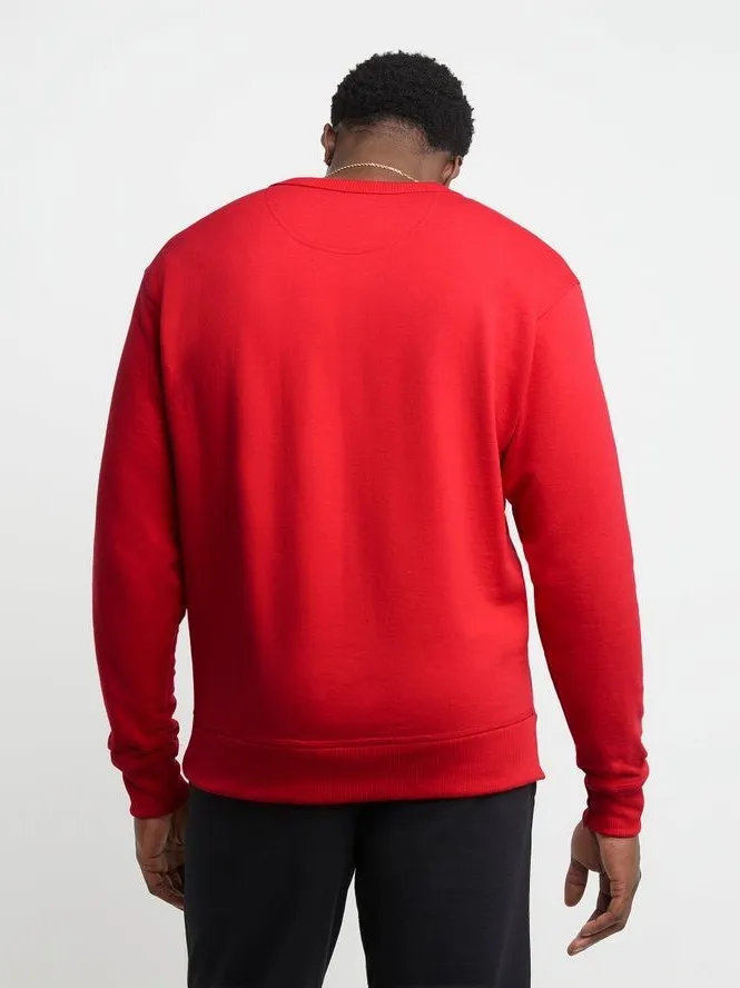Champion Powerblend Fleece Crew Script Logo Team Red Scarlet GF88H Y06794 2WC