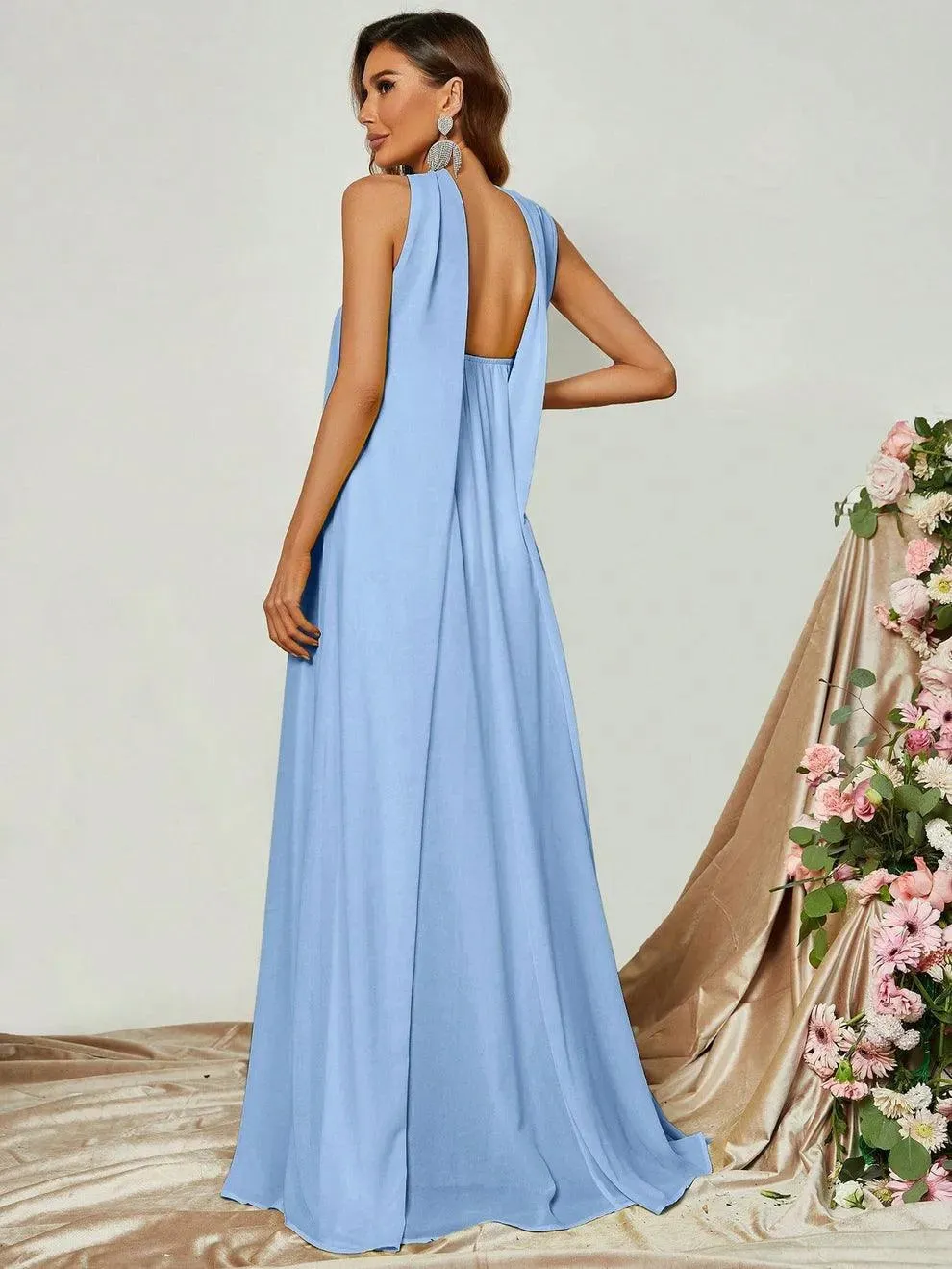 Choker Neck A Line Chiffon Dress