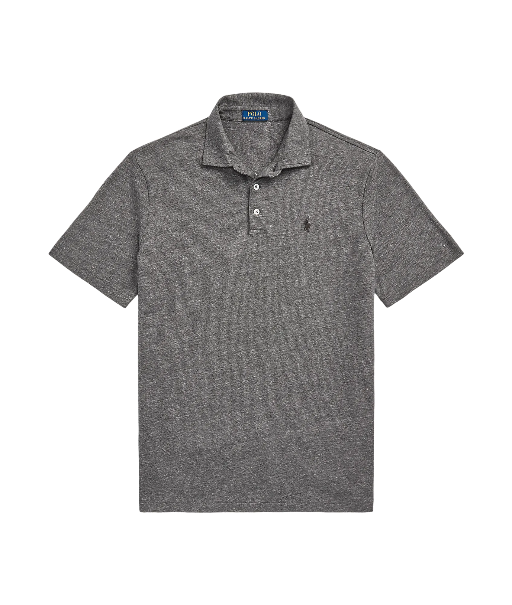 Classic Fit Cotton-linen Mesh Polo Shirt - Grey