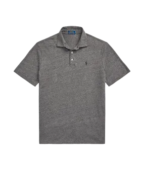 Classic Fit Cotton-linen Mesh Polo Shirt - Grey