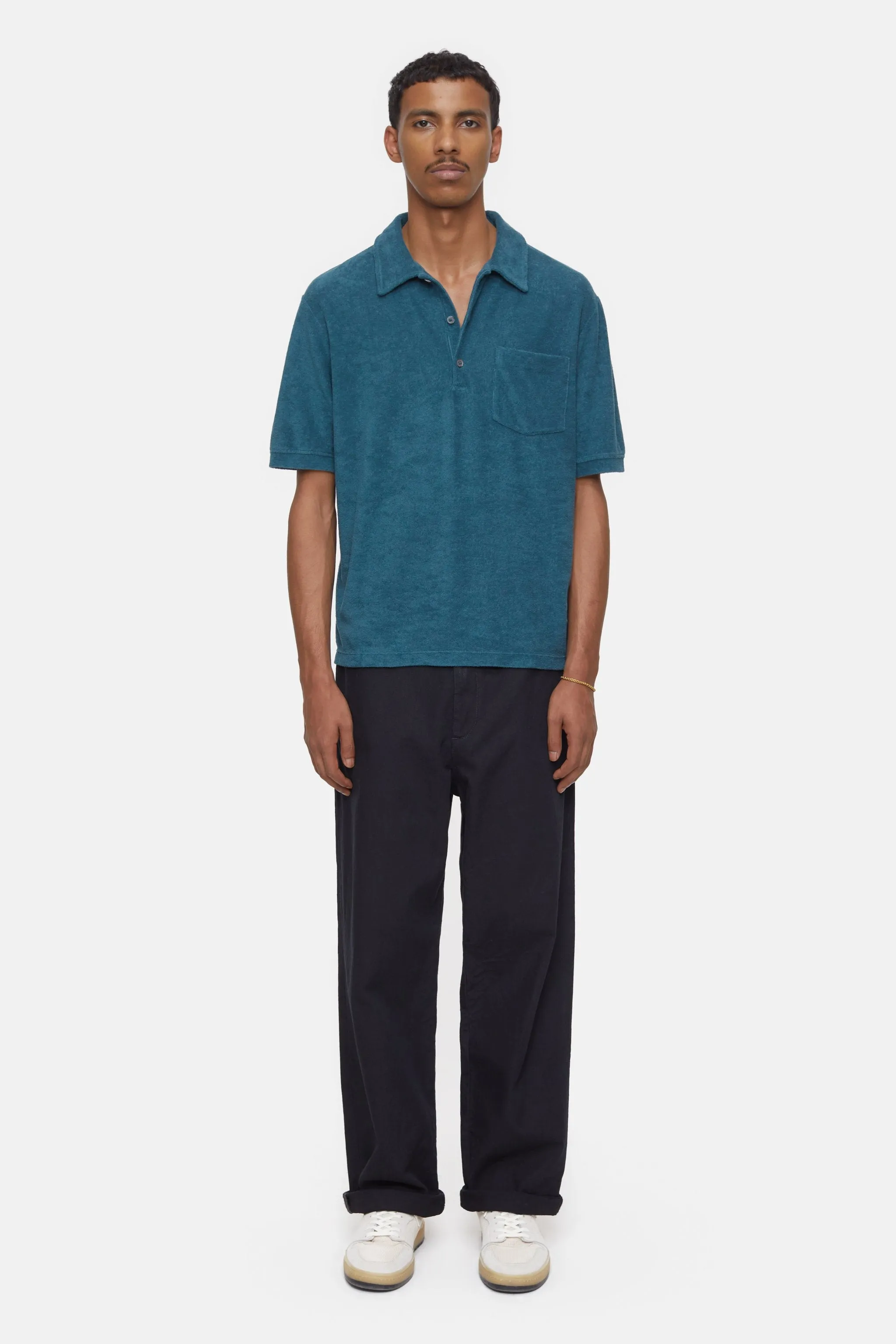 Closed Midnight Lake Blue Terry Polo Shirt
