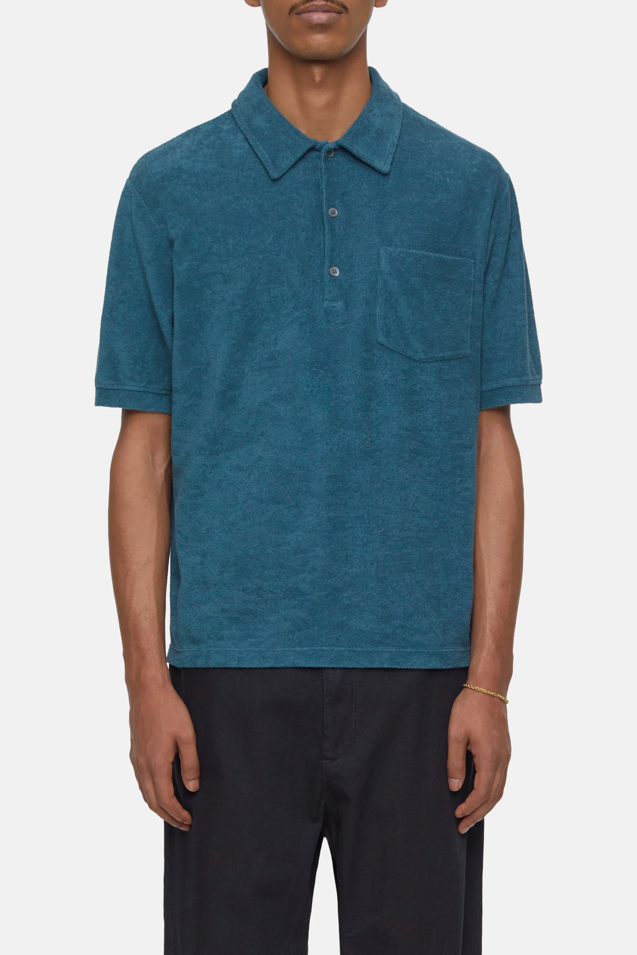 Closed Midnight Lake Blue Terry Polo Shirt