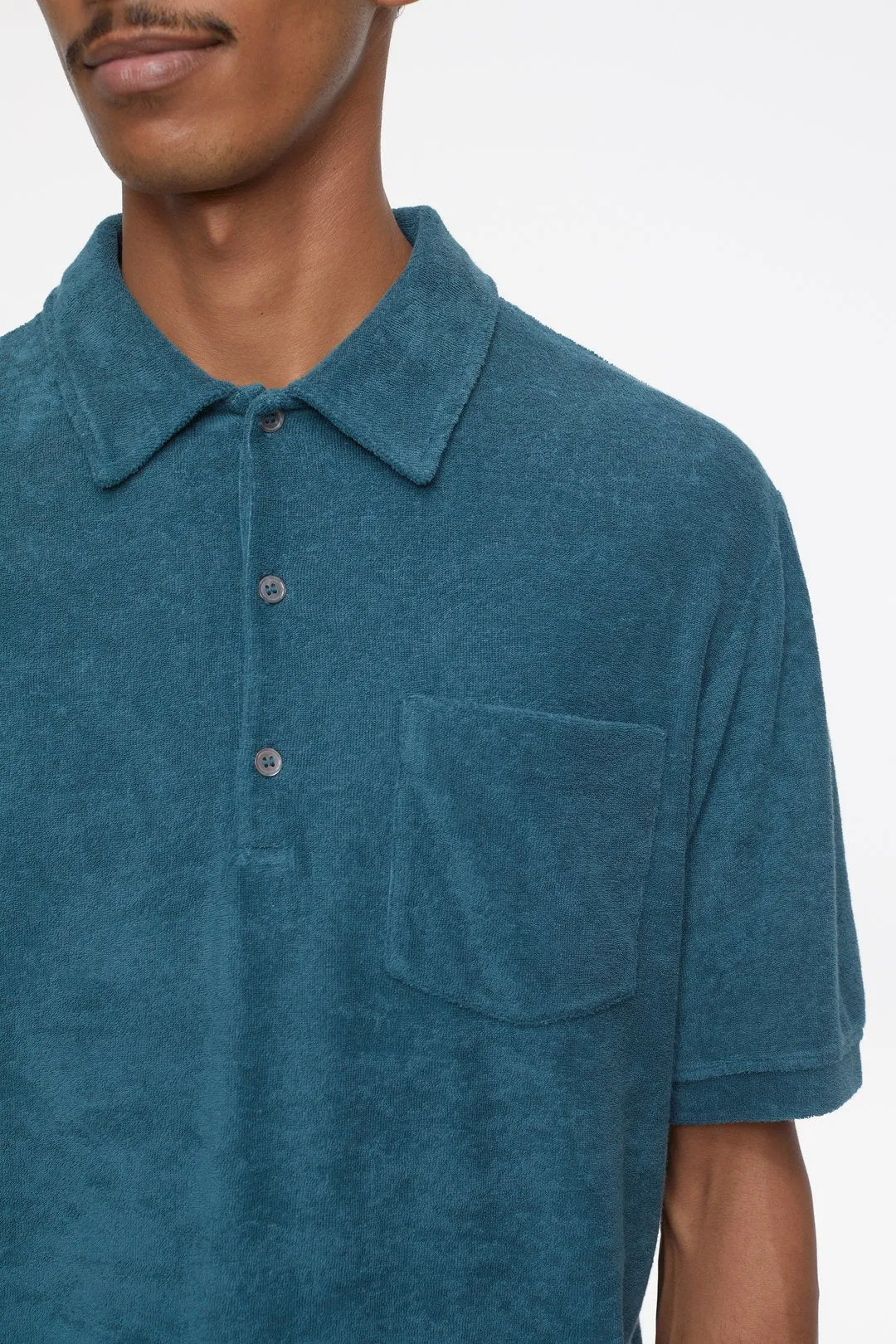Closed Midnight Lake Blue Terry Polo Shirt