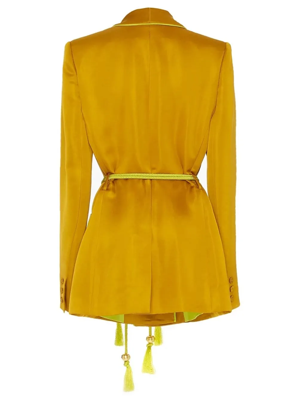 DALIDA Double-breasted Satin Blazer   Pants Matching Set in Gold