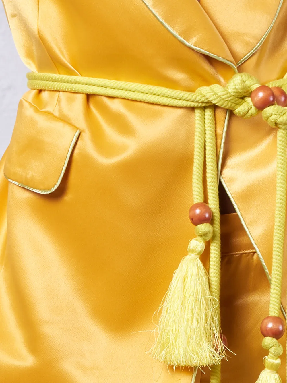 DALIDA Double-breasted Satin Blazer   Pants Matching Set in Gold